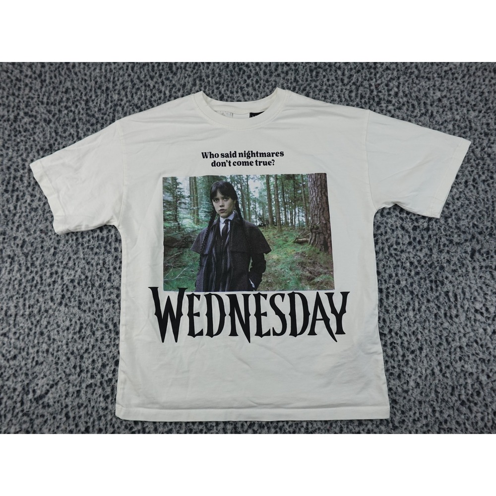 Zara Wednesday Addams Graphic T-Shirt Youth 12-13 White Good Nightmares Quote